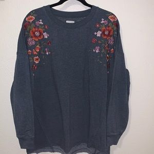 American Eagle Floral Embroidered Sweatshirt